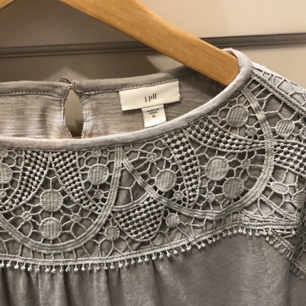 J Jill gray t shirt embellished work across neckline and shoulders. XL - Picture 2 of 5